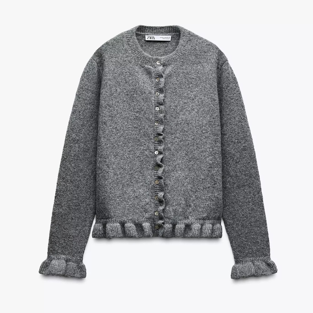 Zara Ruffled Knit Cardigan